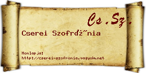 Cserei Szofrónia névjegykártya